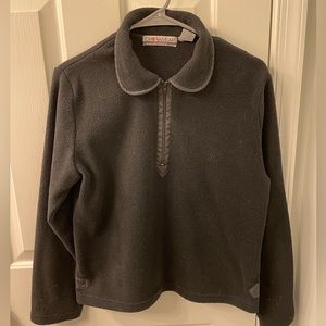 Chinawear womens black fleece with Peter Pan collar quarter zip M